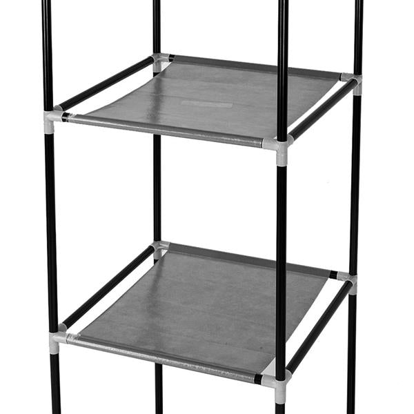 64" Portable Closet Storage Organizer Wardrobe Clothes Rack with Shelves Black 