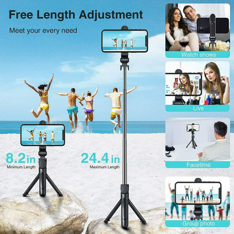 Fit iPhone Samsung Telescopic Selfie Stick Bluetooth Tripod Monopod Phone Holder 