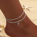 Female Fashion Cross Double-circle Anklet 