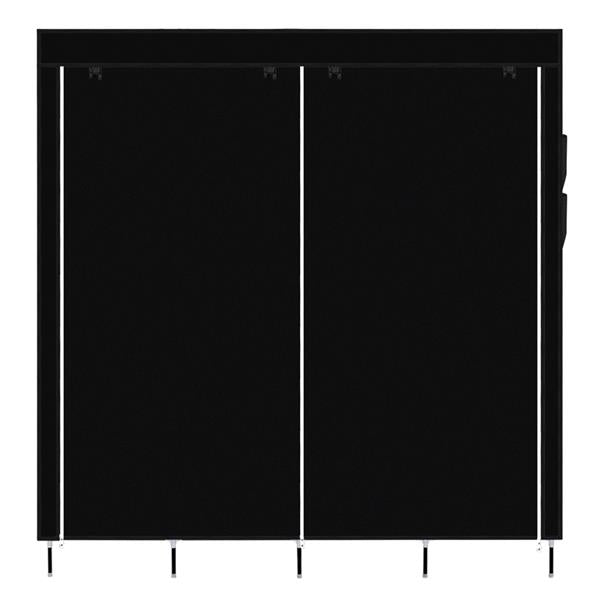 67" Clothes Closet Portable Wardrobe Clothes Storage Rack 12 Shelves 4 Side Pockets Black 