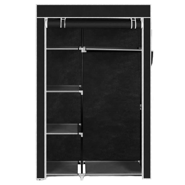 64" Portable Closet Storage Organizer Wardrobe Clothes Rack with Shelves Black 