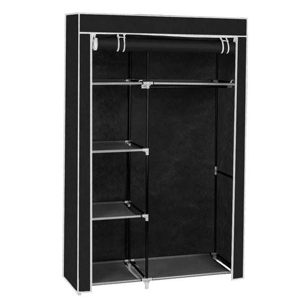 64" Portable Closet Storage Organizer Wardrobe Clothes Rack with Shelves Black 