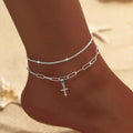 Female Fashion Cross Double-circle Anklet 