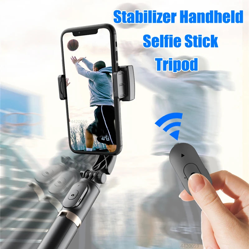 Roreta 2023 NEW Gimbal Stabilizer Selfie Stick Foldable Wireless Tripod with Bluetooth Shutter Monopod for IOS Android 