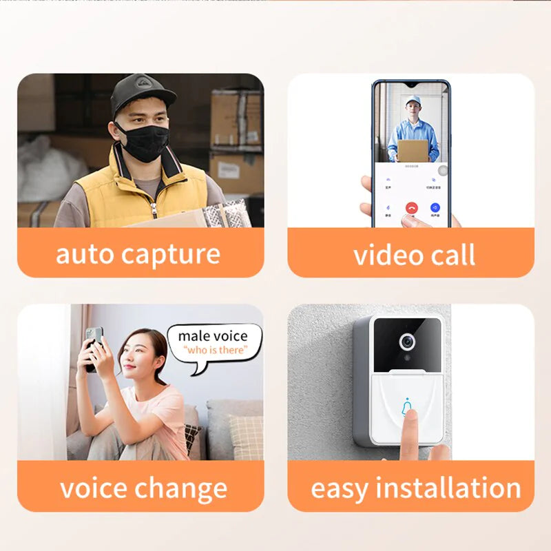 Wireless Security WiFi Smart Doorbell Intercom Video Camera Bell Chime Door Ring 