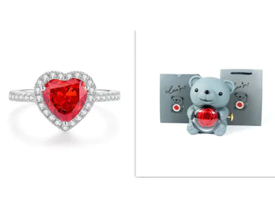Eternal Rose Teddy Bear Jewelry Box with Necklace 