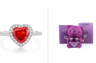 Eternal Rose Teddy Bear Jewelry Box with Necklace 