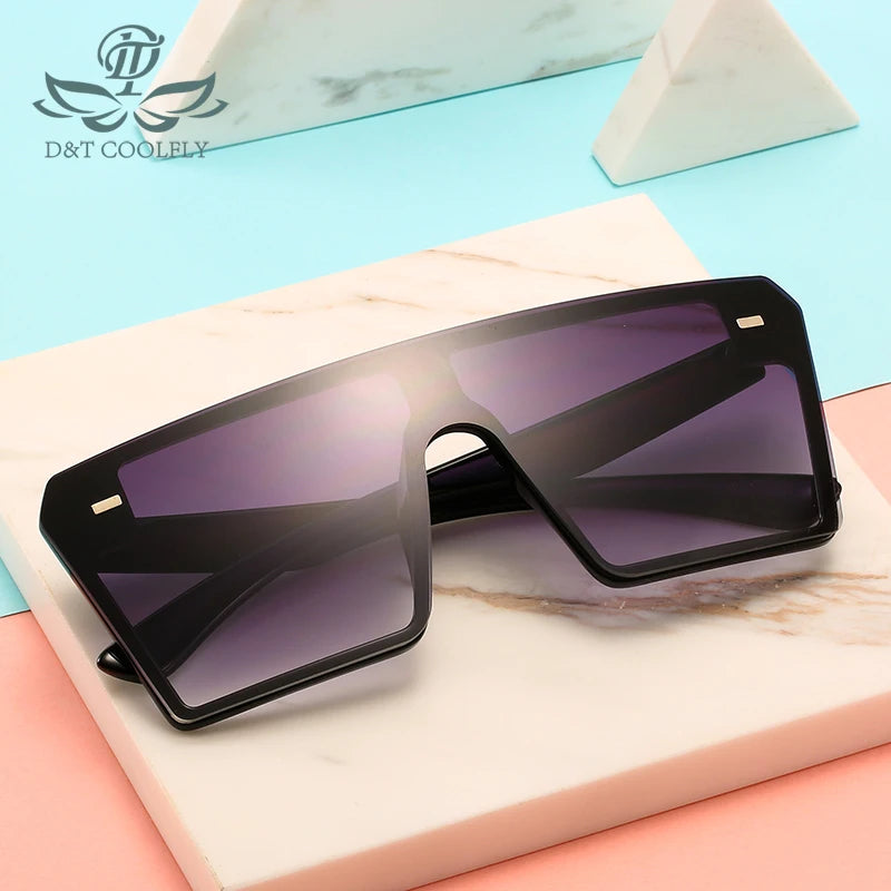 Oversized Square Sunglasses Women Luxury Brand Fashion Flat Top Red Black Clear Lens One Piece Men Gafas Shade Mirror Uv400 