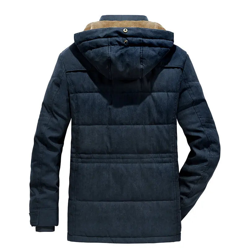 2024 New Men's Leisure Velvet Thick Warm Coat Waterproof Fleece Hooded Men Outdoor Jacket Men's Coats 