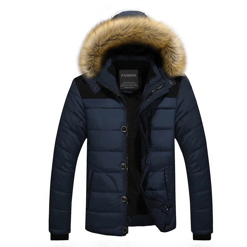 Men Winter Jackets With Fur Collar Fashion Keep Warm 