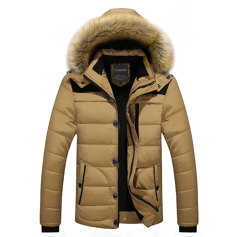 Men Winter Jackets With Fur Collar Fashion Keep Warm 