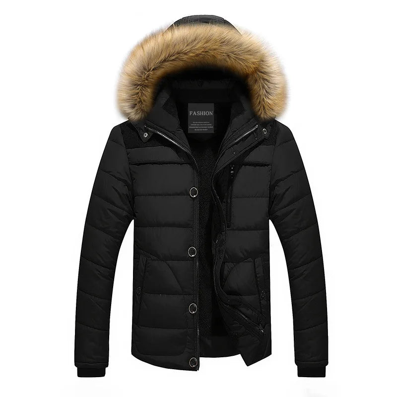 Men Winter Jackets With Fur Collar Fashion Keep Warm 