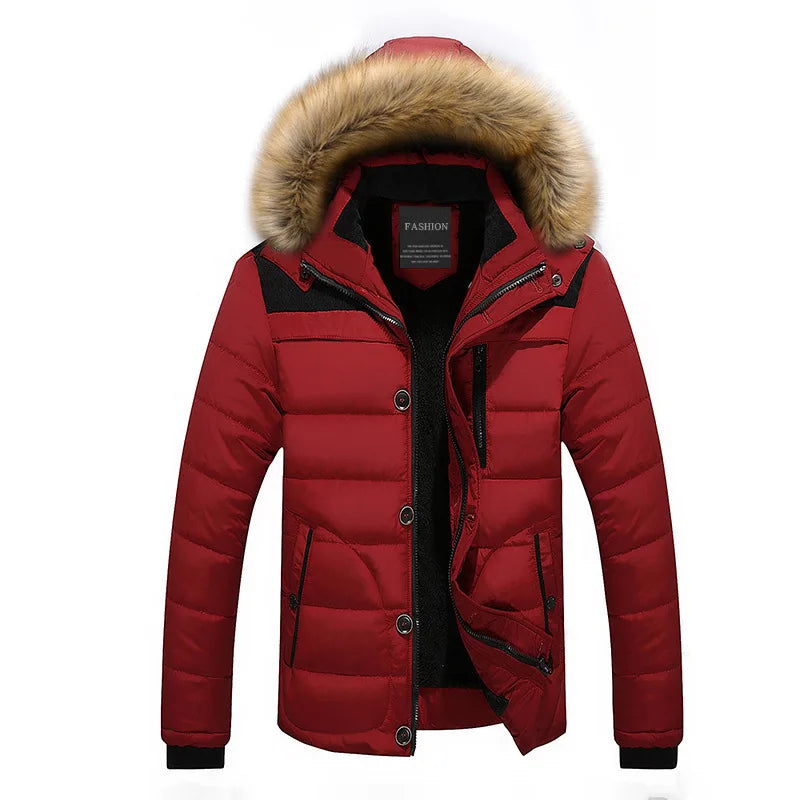  Men Winter Jackets With Fur Collar Fashion Keep Warm 