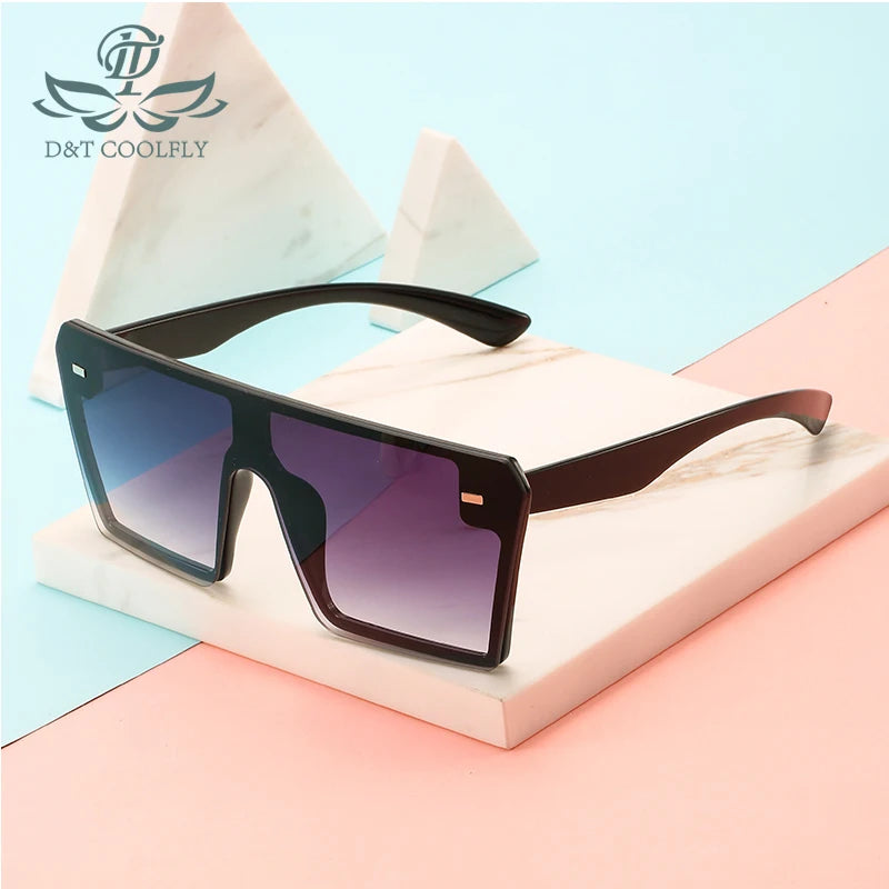 Oversized Square Sunglasses Women Luxury Brand Fashion Flat Top Red Black Clear Lens One Piece Men Gafas Shade Mirror Uv400 