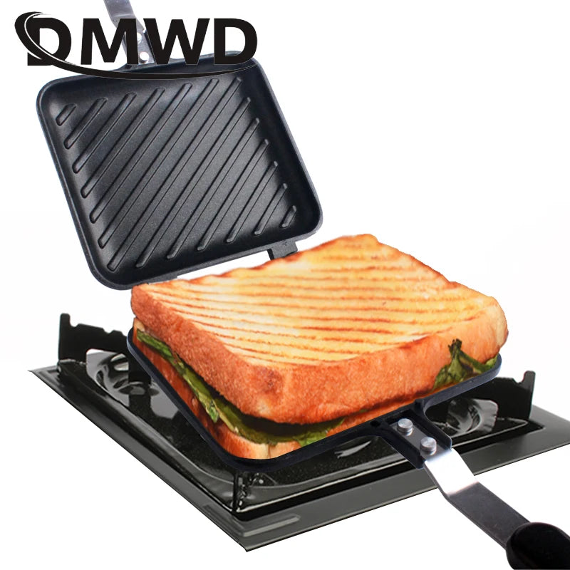 Gas Non-Stick Sandwich Maker Iron Bread Toast Breakfast Machine Waffle Pancake Baking Barbecue Oven Mold Mould Grill Frying Pan 