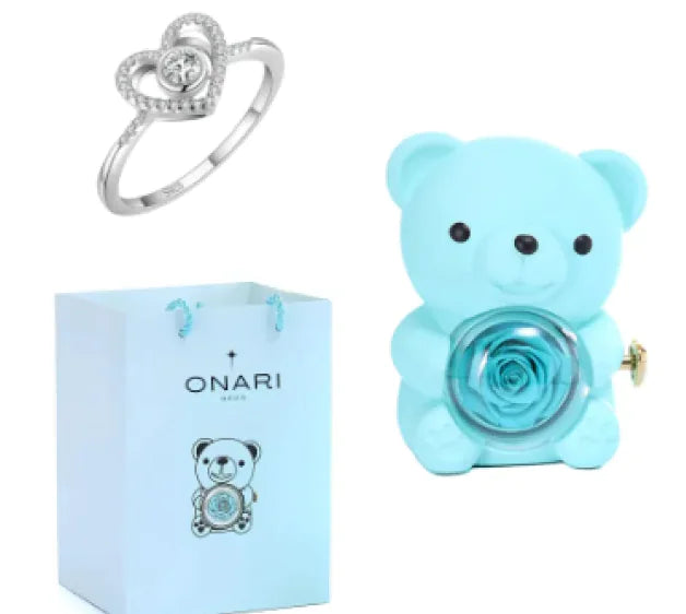 Eternal Rose Teddy Bear Jewelry Box with Necklace