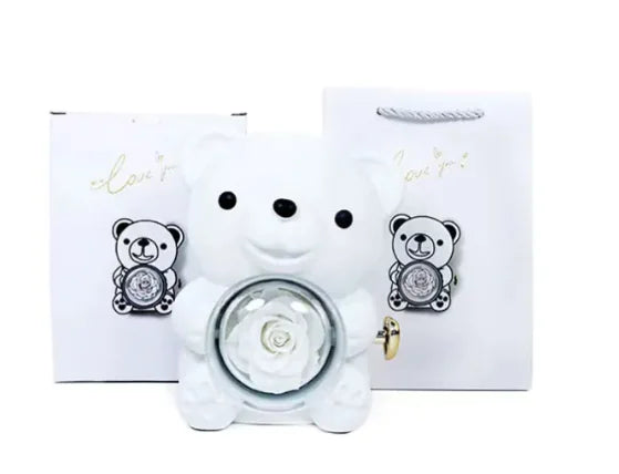 Eternal Rose Teddy Bear Jewelry Box with Necklace 