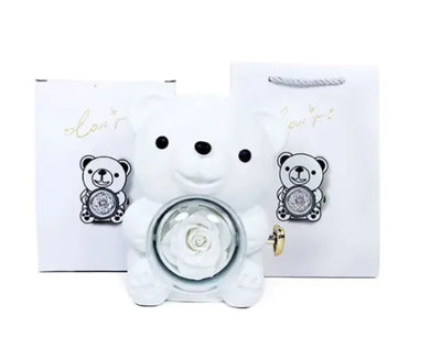 Eternal Rose Teddy Bear Jewelry Box with Necklace 
