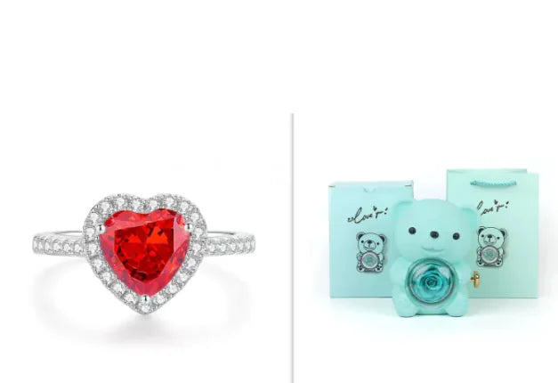 Eternal Rose Teddy Bear Jewelry Box with Necklace 