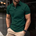 Summer Short Sleeve Polo Shirt Men Solid Color Button Lapel Button Top 