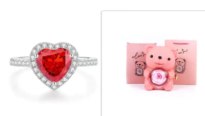 Eternal Rose Teddy Bear Jewelry Box with Necklace 