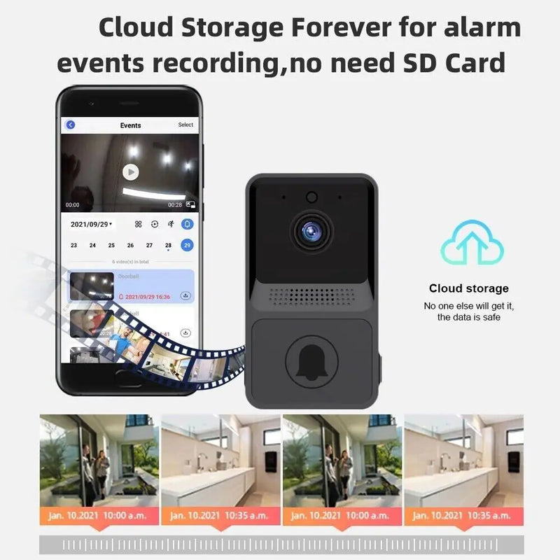 Smart Wireless WiFi Doorbell Intercom Video Camera Door Ring Bell Chime Security 