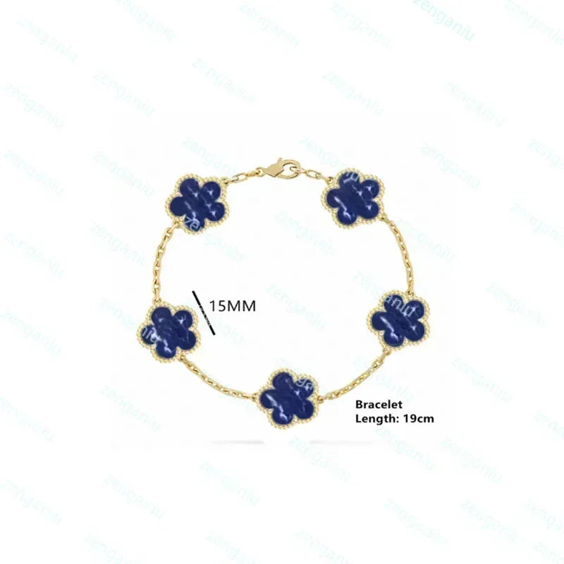 The Jstoremart vintage-inspired jewelry set boasts elegant silver gold-plated pieces adorned with blue clover-shaped stones. The collection comprises a 45cm necklace, a 19cm bracelet, earrings, and a ring. Each clover piece is 15mm in size, offering a timeless touch of style.