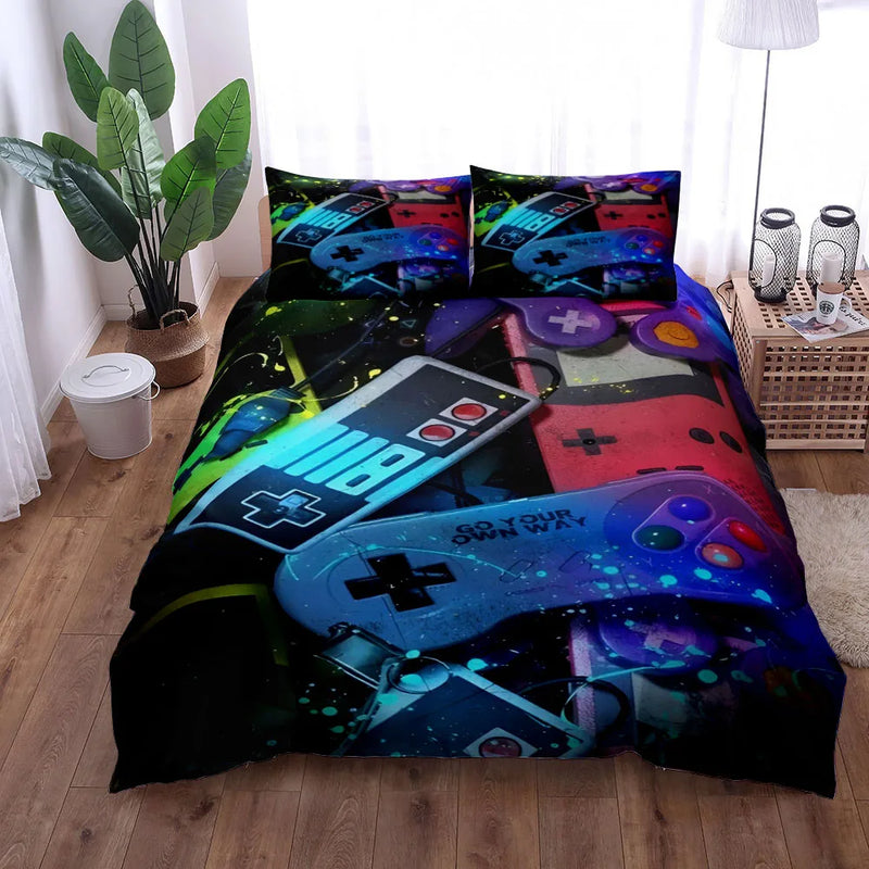 Gaming Zone Art Duvet Cover Set King Queen Double Full Twin Single Size Bed Linen Set 