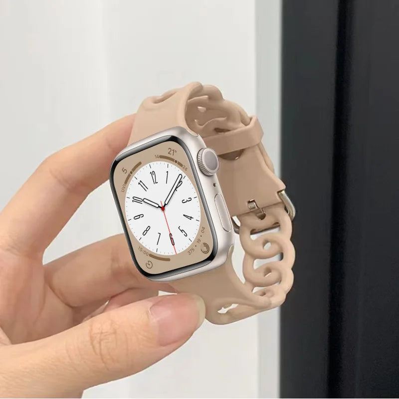 Silicone Strap for Apple watch band correa Gourmette bracelet iWatch series 