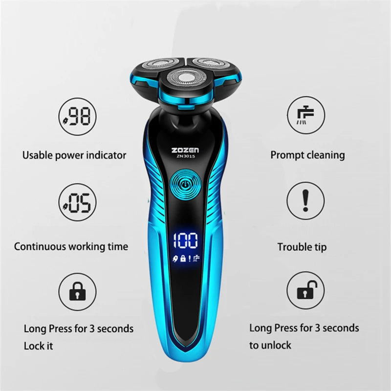 Electric Shaver Washable Rechargeable Electric Razor Hair Clipper Cutting Shaving Machine for Men Beard Trimmer Wet-Dry Dual Use 