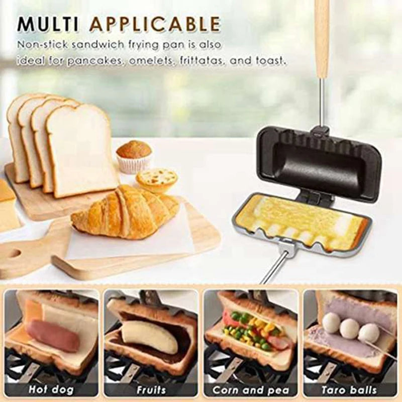 Hot Sandwich Maker, Hot Dog Toaster, Double-Sided Sandwich Baking Pan, Double Sided Frying Pan, For Grilled Cheese Maker 