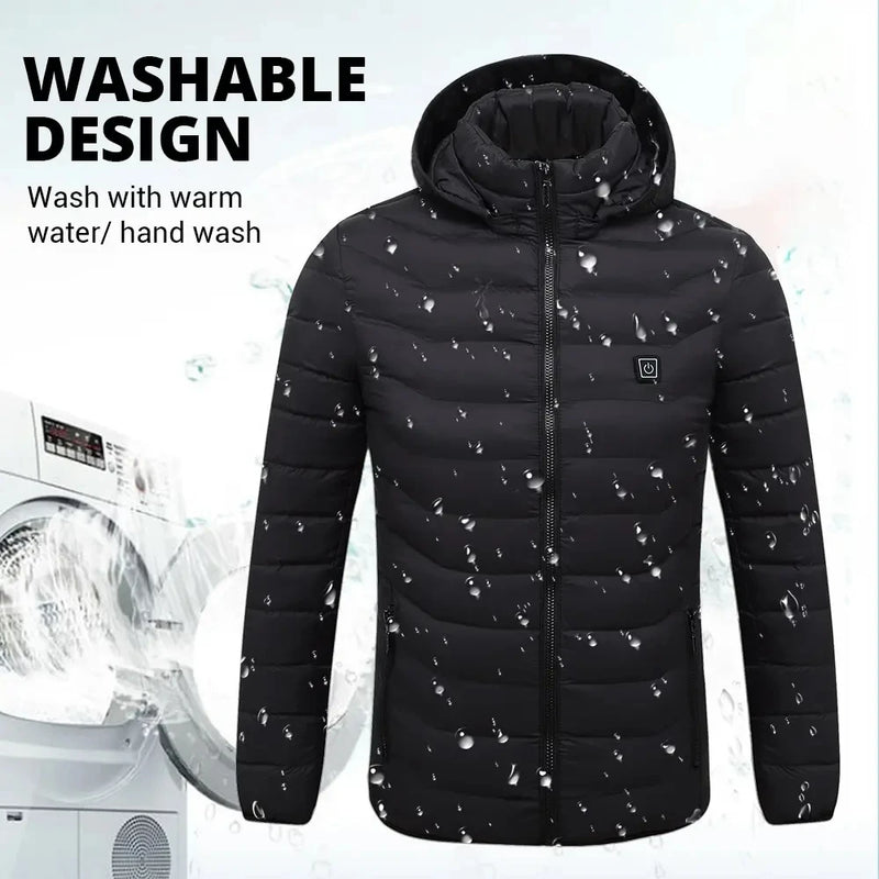 21 Areas Men Heating Jackets USB Hooded Heated Jacket Women Warm Vest Hiking Camping Winter Outdoor Heated Clothing Windproof 