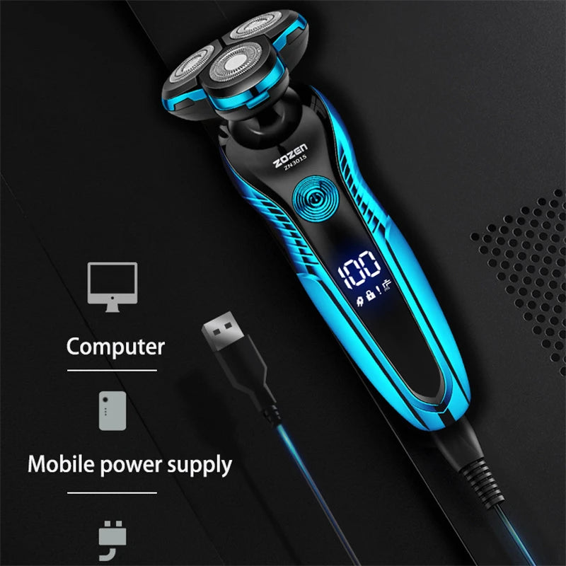 Electric Shaver Washable Rechargeable Electric Razor Hair Clipper Cutting Shaving Machine for Men Beard Trimmer Wet-Dry Dual Use 