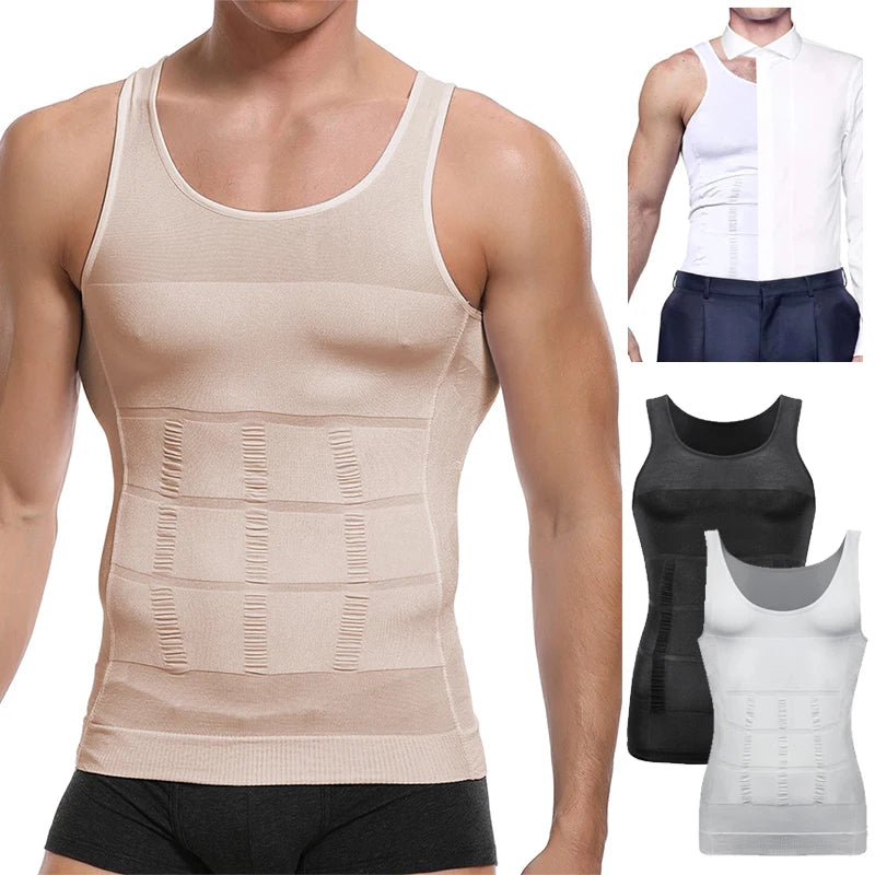 Men Slimming Body Shaper Vest Shirt Abs Abdomen Slim Gym Workout Corset Tummy Control Compression Tank Top Sleeveless Shapewear 