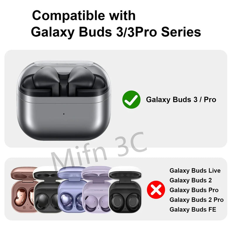 2024 New Case for Galaxy Buds 3/Buds 3 Pro Wireless Bluetooth Earbuds Silicone Protect Case with Cleaner Kit &Carabiner&Lanyard 