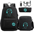 Fashion Backpacks Luminous Animation School Bags For Boy Girl Teenager USB Charge Men Back Pack