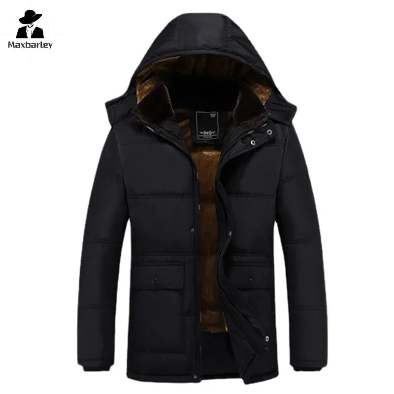 Parka Men Coats 2024 Winter Jacket Men Thicken Hooded Waterproof Outwear Warm Coat Casual Mens Jackets Overcoat Fur Thicking 