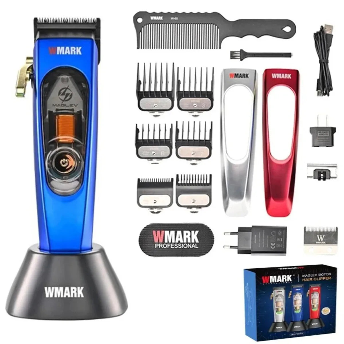 New WMARK NG-9004 Hair Clipper for Men,MAGLEV Motor 10000RPM,Hair Cuter Machine,Cordless Rechargeable Edgers Clippers Withbase 