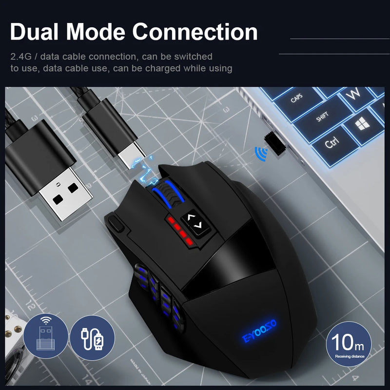 RGB USB 2.4G Wireless Gaming Mouse 16000 DPI 16 buttons Programmable game Optical mice for Computer PC Laptop 