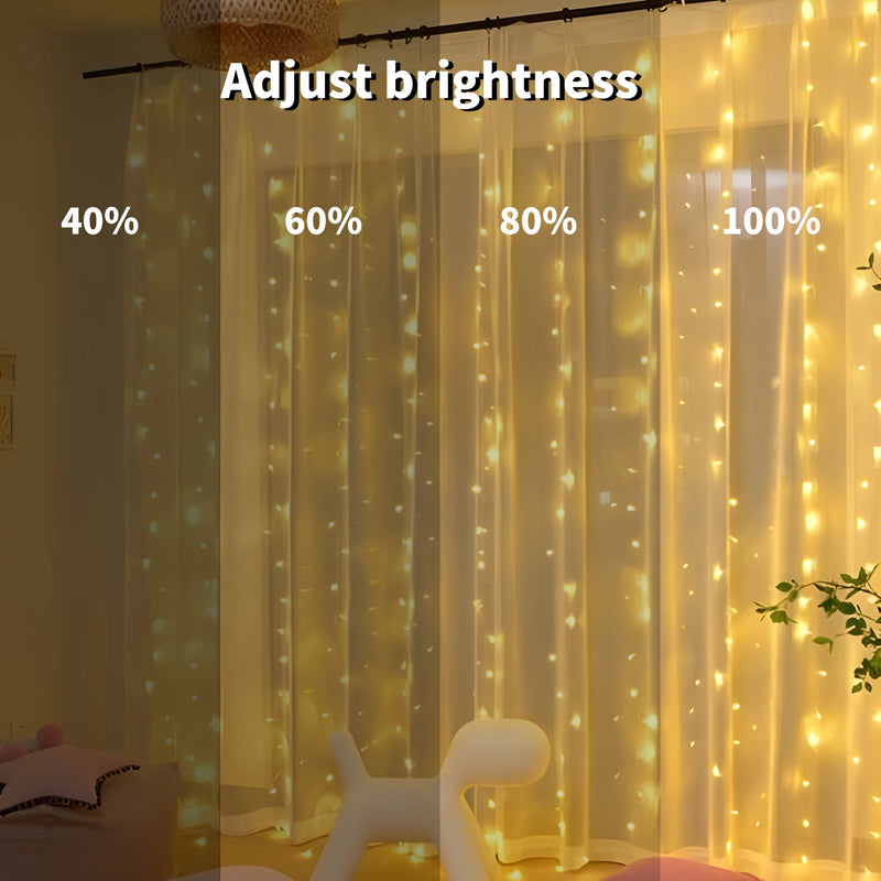 Smart App Timing Music Rhythm LED Curtain Lights USB Warm Fairy String Lights Festival Window Home Wedding Christmas Decoration