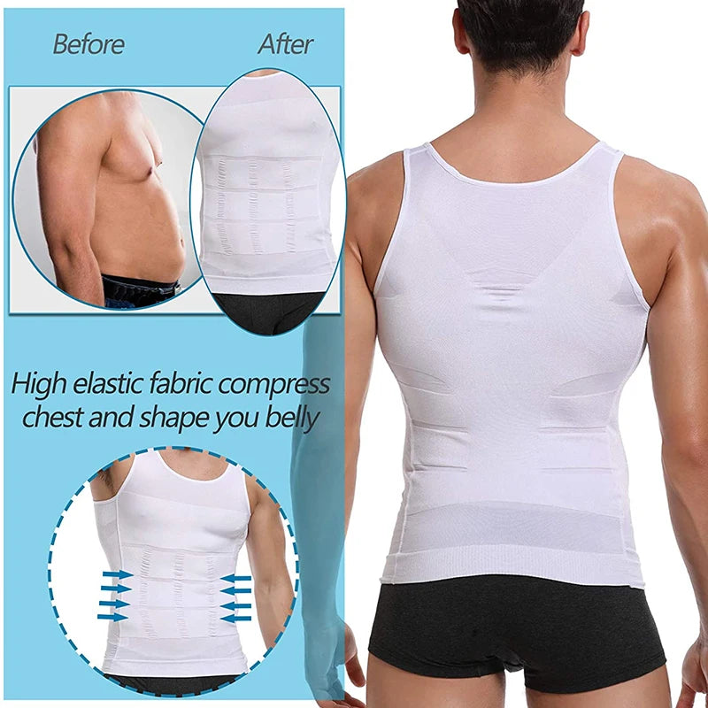 Men Slimming Body Shaper Vest Shirt Abs Abdomen Slim Gym Workout Corset Tummy Control Compression Tank Top Sleeveless Shapewear 