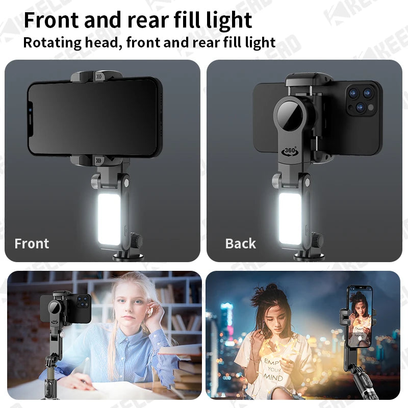 Q18 Gimbal Stabilizer Desktop Following The Shooting Mode for Selfie Stick Tripod with Fill Light for IPhone Phone Smartphone 