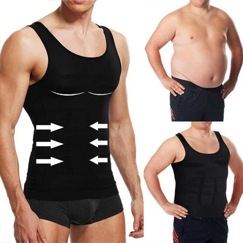 Men Slimming Body Shaper Vest Shirt Abs Abdomen Slim Gym Workout Corset Tummy Control Compression Tank Top Sleeveless Shapewear 