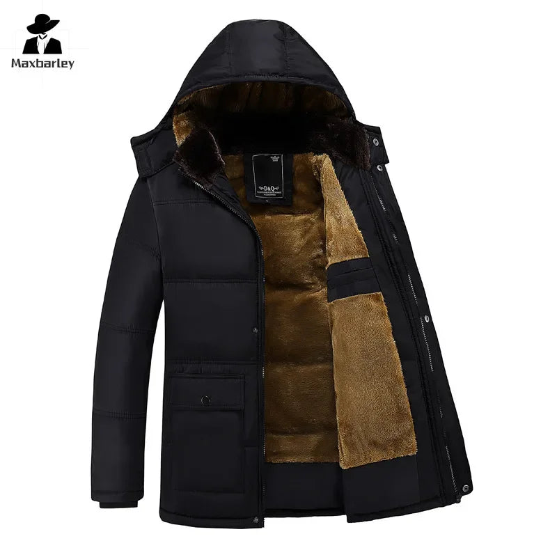 Parka Men Coats 2024 Winter Jacket Men Thicken Hooded Waterproof Outwear Warm Coat Casual Mens Jackets Overcoat Fur Thicking 