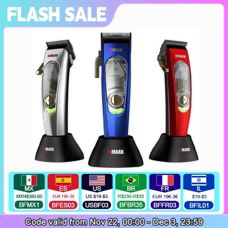 New WMARK NG-9004 Hair Clipper for Men,MAGLEV Motor 10000RPM,Hair Cuter Machine,Cordless Rechargeable Edgers Clippers Withbase 