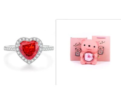 Eternal Rose Teddy Bear Jewelry Box with Necklace 