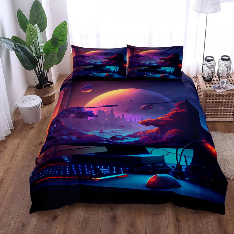 Gaming Zone Art Duvet Cover Set King Queen Double Full Twin Single Size Bed Linen Set 