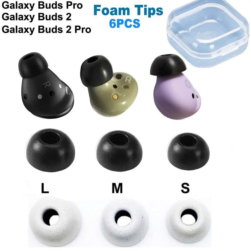 6PCS Memory Foam Ear Tips for Samsung Galaxy Buds 2 Pro Galaxy Buds 2 Galaxy Buds Pro Earphone Case Earbuds Eartips L M S