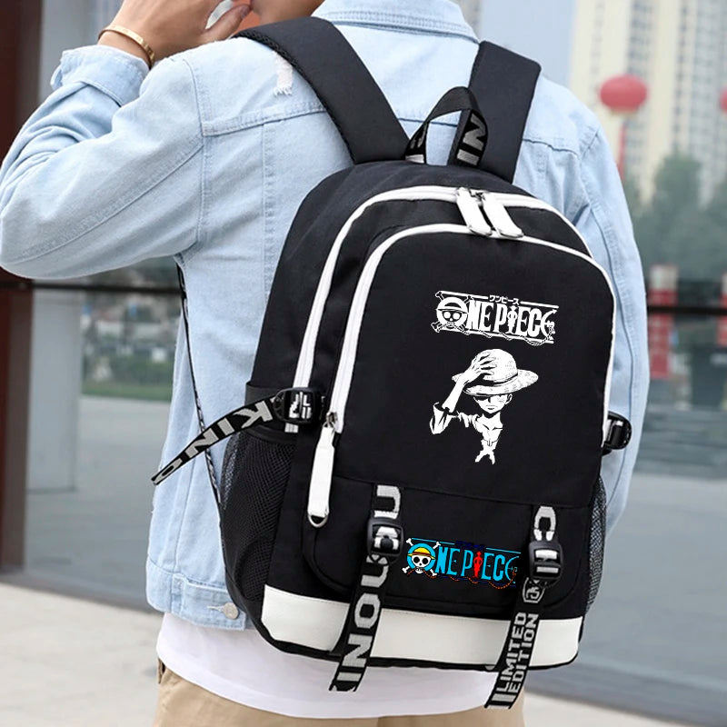 3Pcs/set Anime One Piece Backpack for Tee Boy Girl Back To School Backpack with Shoulder Bag Pencli Bag Travel Bag Mochila 