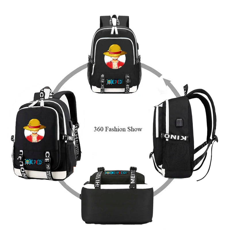 3Pcs/set Anime One Piece Backpack for Tee Boy Girl Back To School Backpack with Shoulder Bag Pencli Bag Travel Bag Mochila 